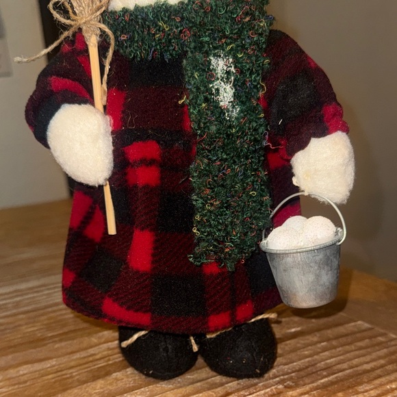 Snowman with Broom and Bucket Festive plaid Christmas Decor - Picture 3 of 4